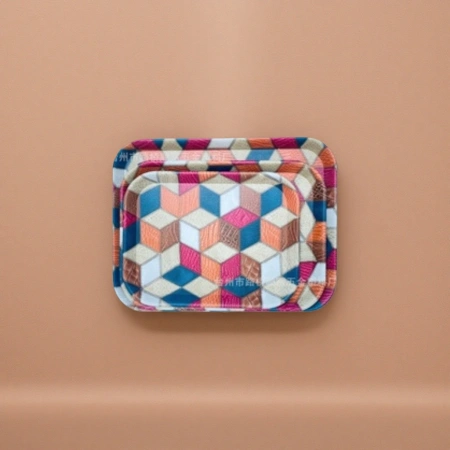 Colorful geometric pattern tray, multi-functional storage tray, home desktop organization wonder Colorful geometric pattern tray, multi-functional storage tray, home desktop organization wonder